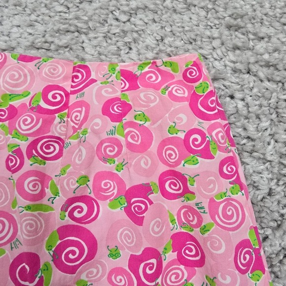 Vintage Lilly‎ Pulitzer White Label Mini Skirt Womens 2 Pink Happy Snails Beach - Picture 3 of 9